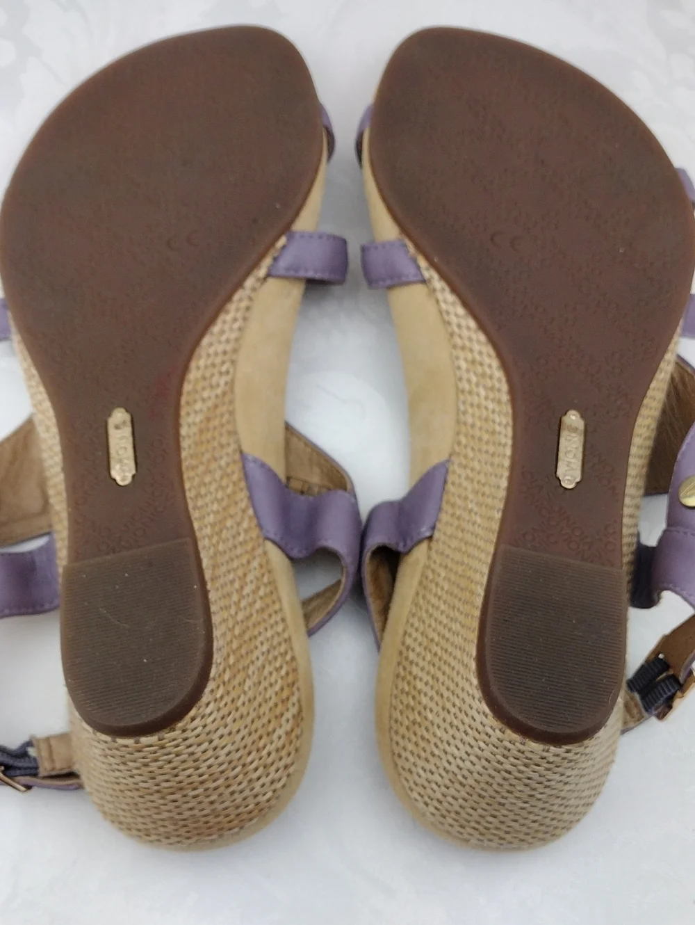Vionic Orthaheel Catarina Leather Purple Studded Open Toe Slingback Wedge Sandal